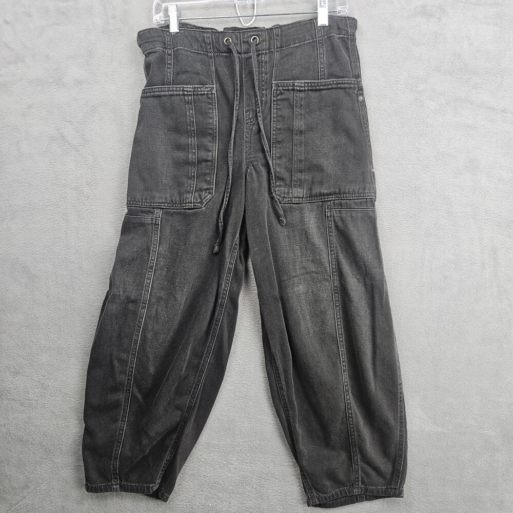 Free People We The Free Black Barrel Jeans Utility Cargo Pants XS
